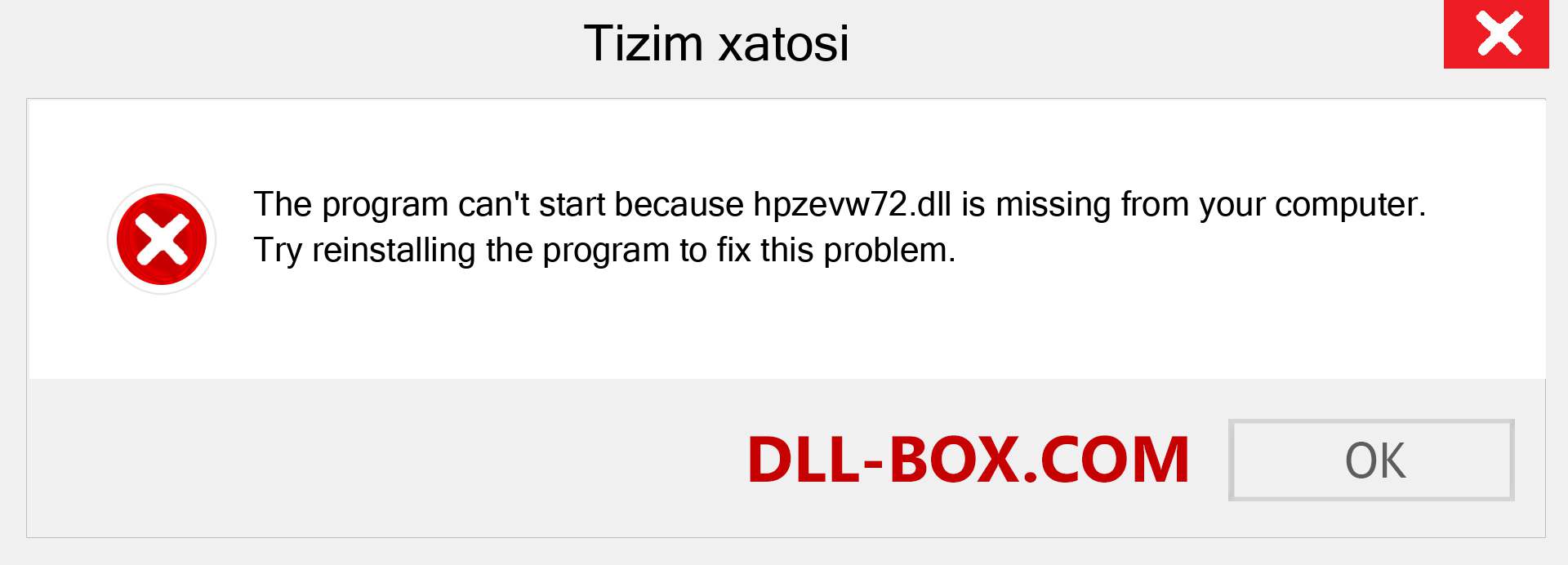 hpzevw72.dll fayli yo'qolganmi?. Windows 7, 8, 10 uchun yuklab olish - Windowsda hpzevw72 dll etishmayotgan xatoni tuzating, rasmlar, rasmlar